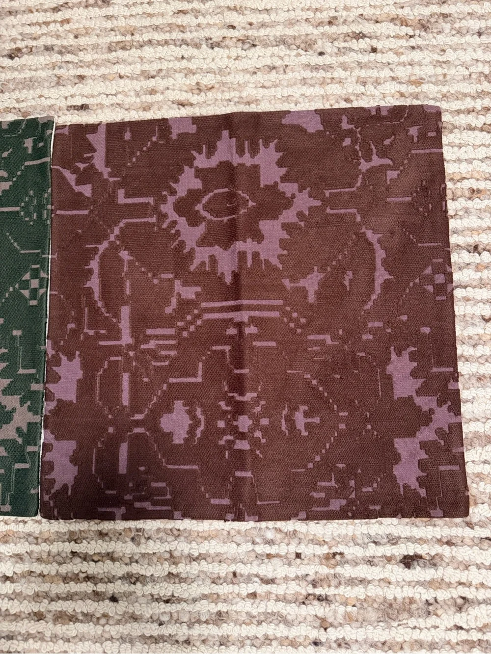 West Elm Decorative Pillow Pair in Burgundy and Forest Green 24X24